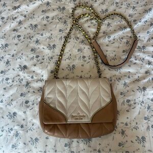 Kate Spade Cream and Tan Quilted Crossbody Bag